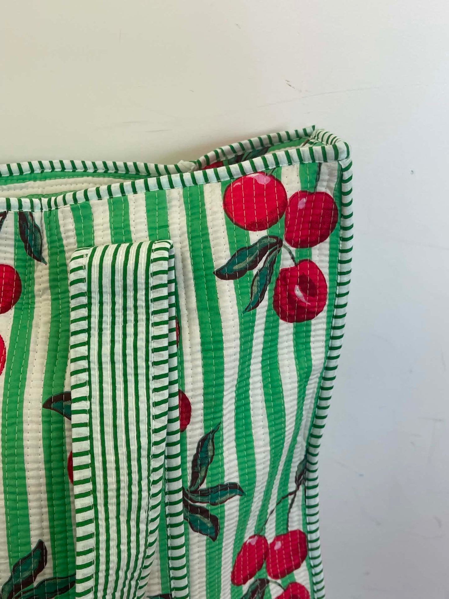 Cherry Stripe Tote Bag