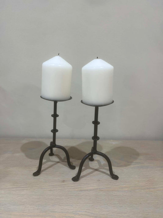 Salvaged Iron Candle Holders - Set of 2