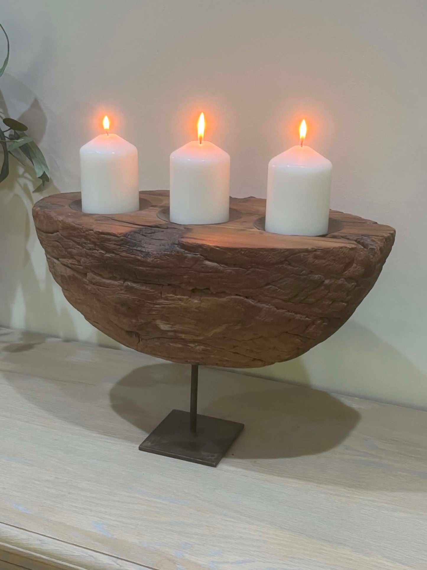Salvaged Rustic Wooden Candle Holder