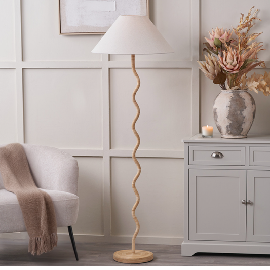 PAULA Rattan Wave Floor Lamp Base