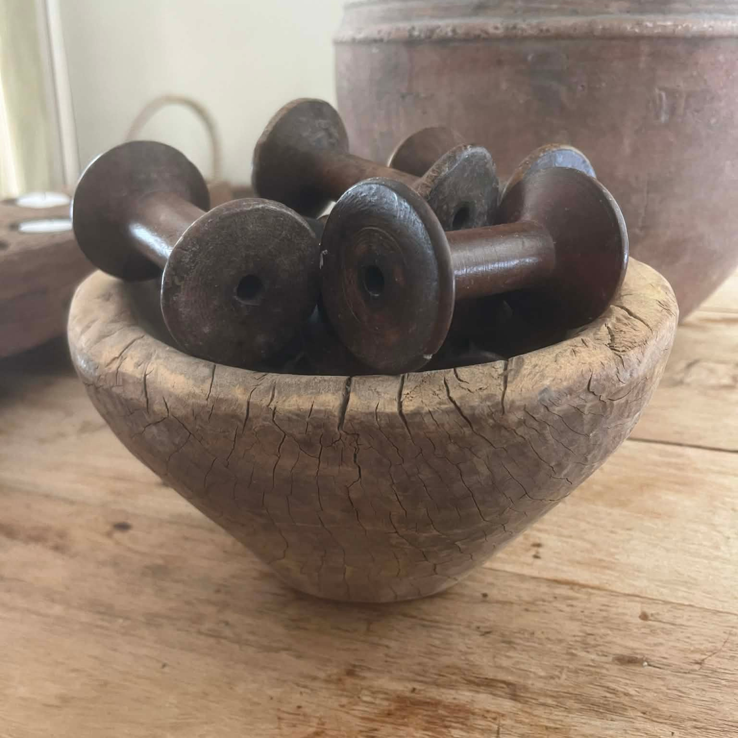 Small Antique Indian Bobbin (Set of 2)