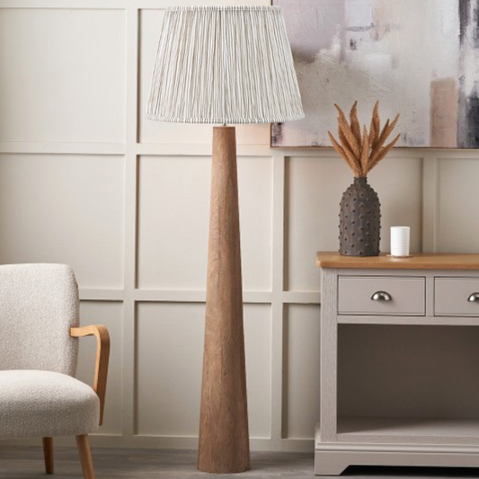 New Esha Natural Conical Wood Floor Lamp