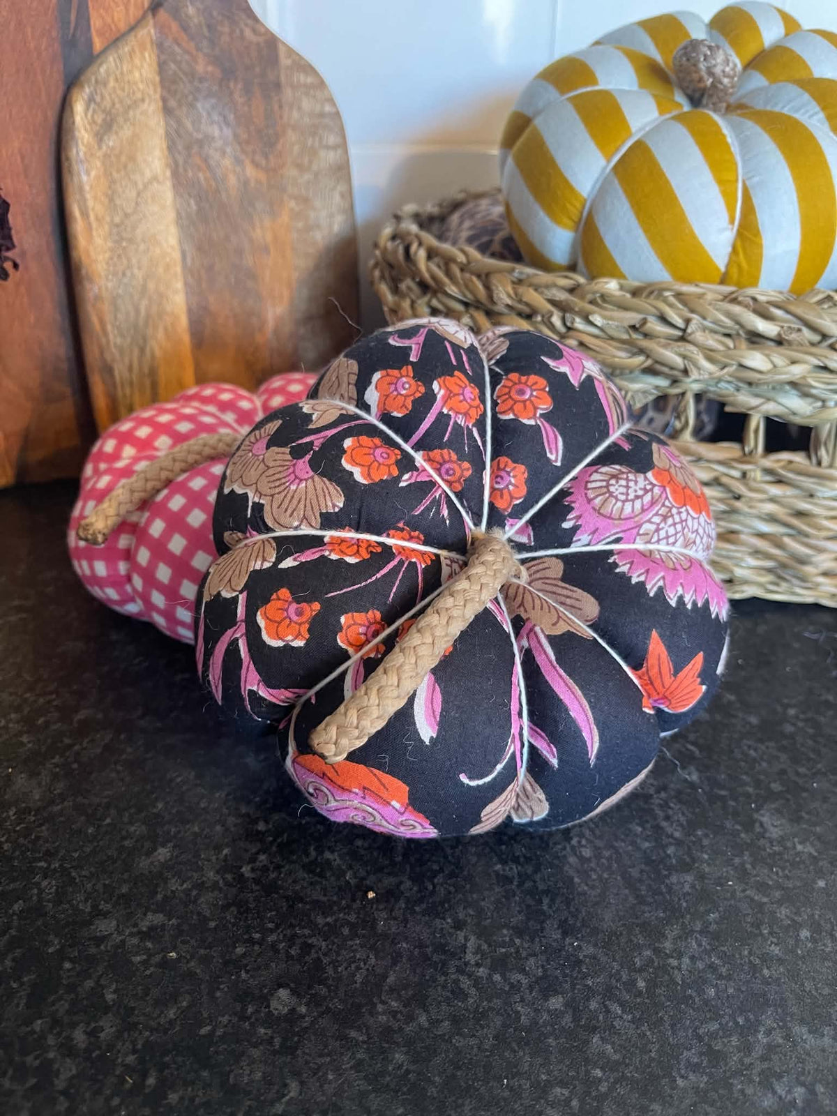 Handmade Dark Floral Pumpkin