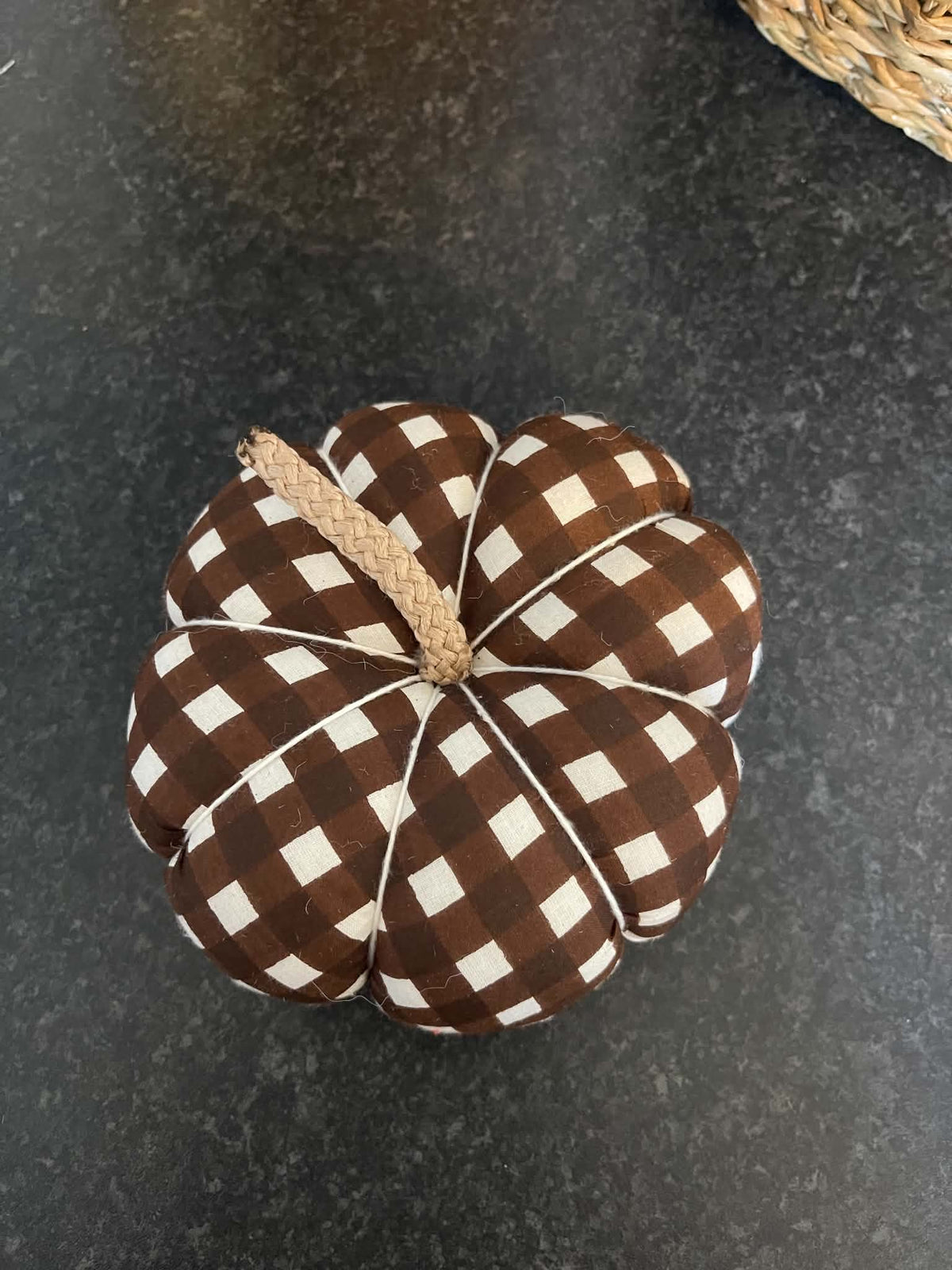 Handmade Dark Brown Gingham Pumpkin