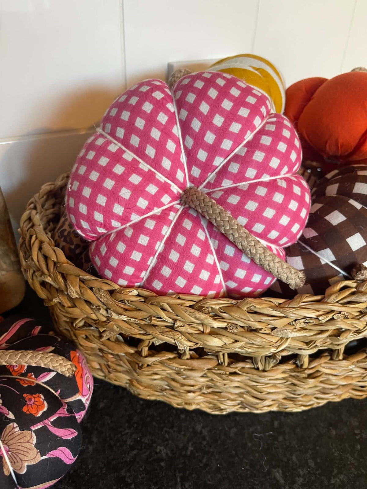 Handmade Pink Gingham Pumpkin