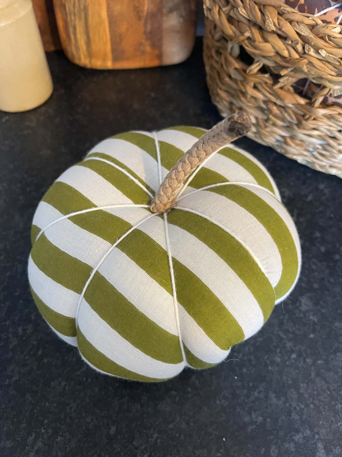 Handmade Olive Green Stripe Pumpkin