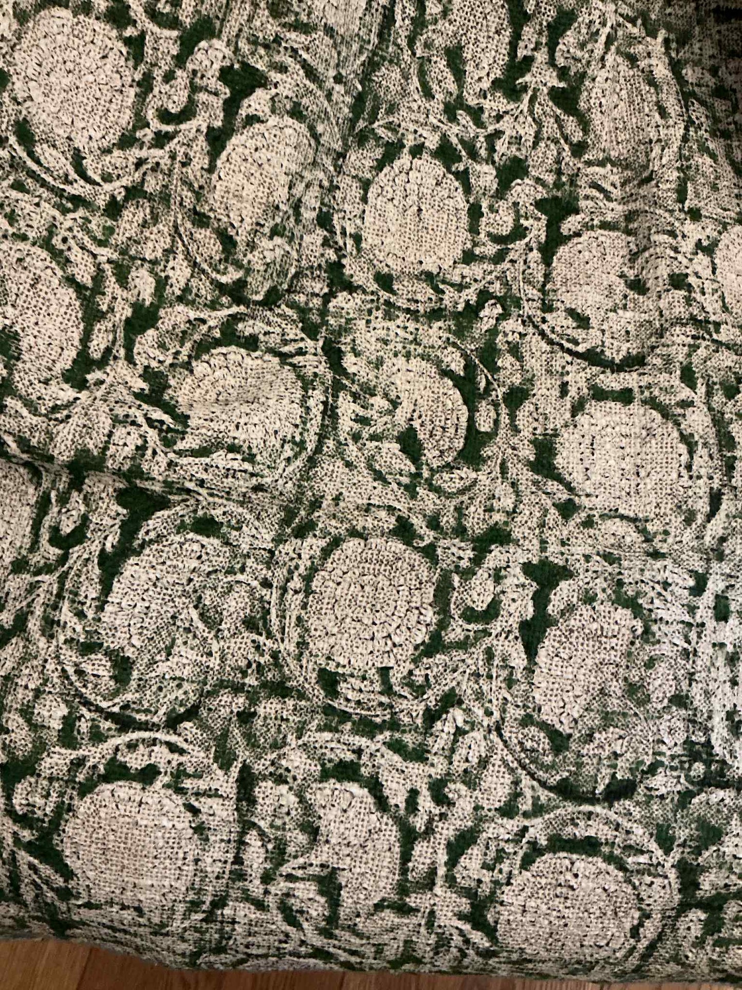 FLORA Rustic Hand Block Printed Throw - Forest Green