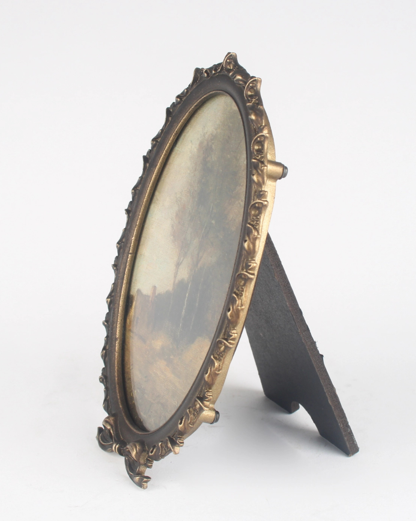 Antique Bronze Ornate Oval Photo Frame