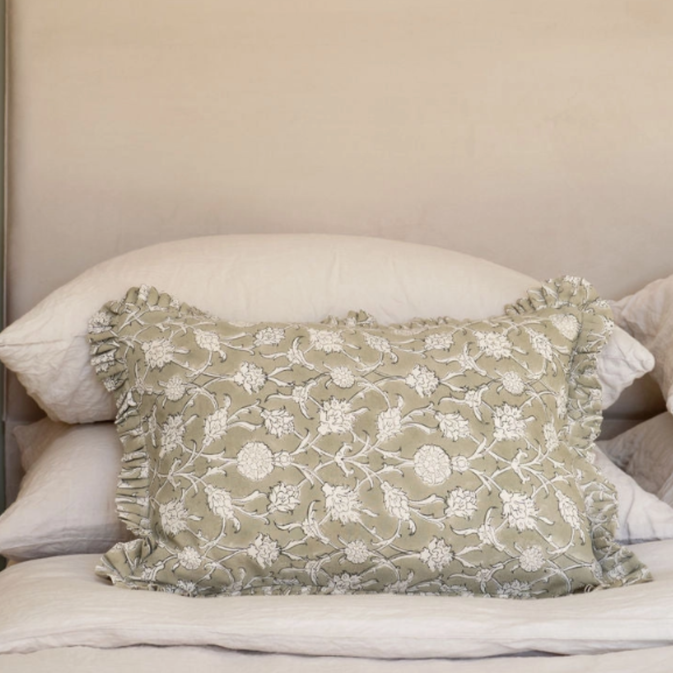 Gemma Hand Block Printed Bolster Cushion