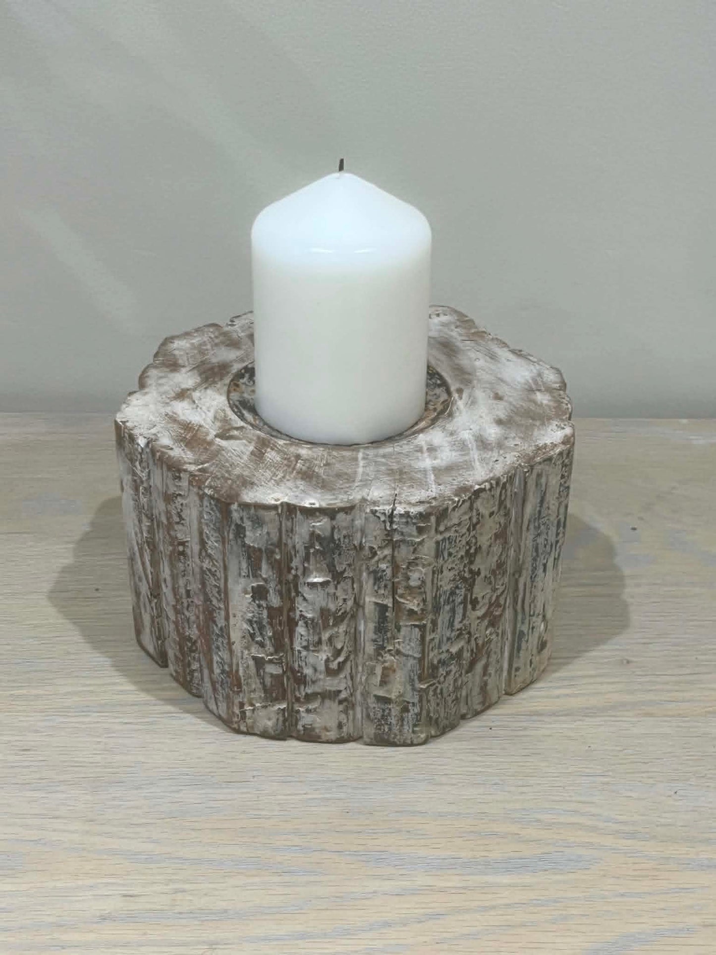 Salvaged Hand Carved Indian Pillar Candle Holder (E)