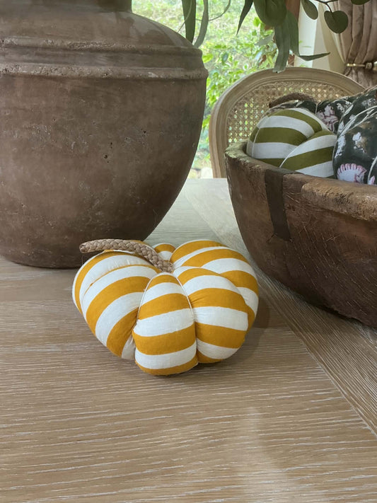 Handmade Mustard Stripe Pumpkin