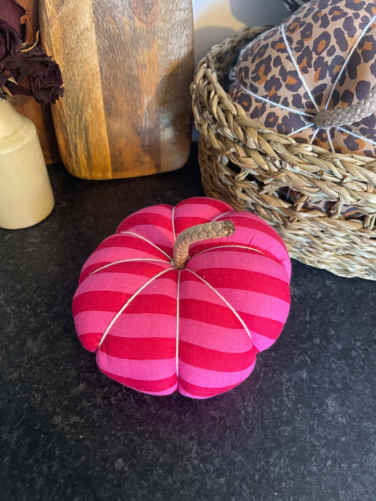 Handmade Hot Pink Stripe Pumpkin
