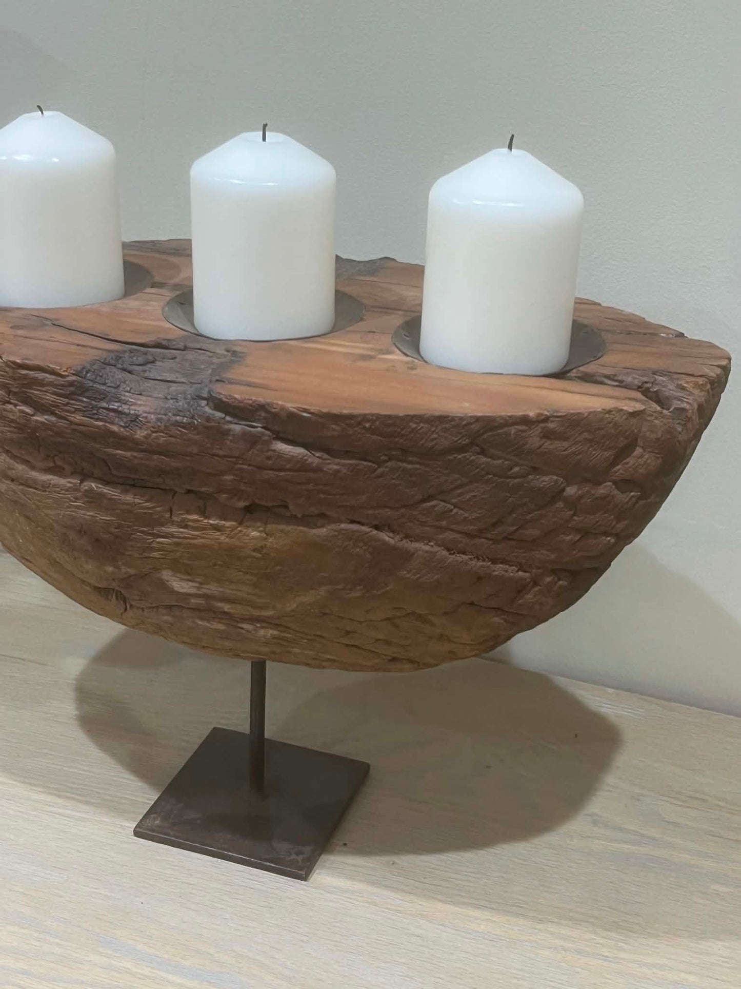 Salvaged Rustic Wooden Candle Holder
