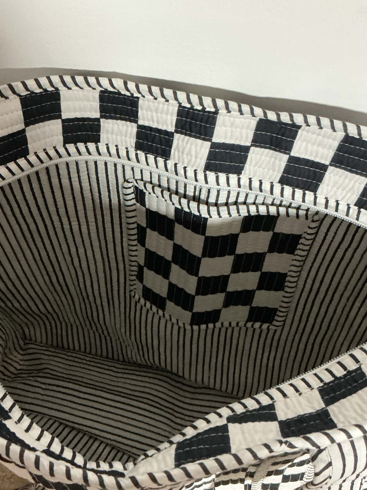 Black & White Check Tote Bag