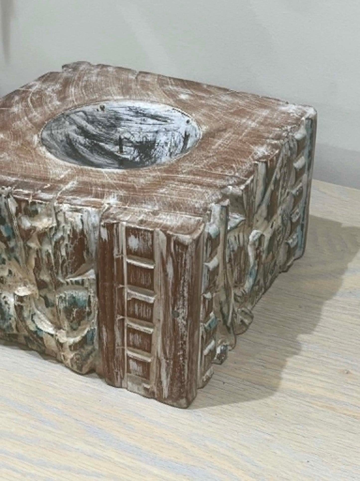 Salvaged Hand Carved Indian Pillar Candle Holders (F)