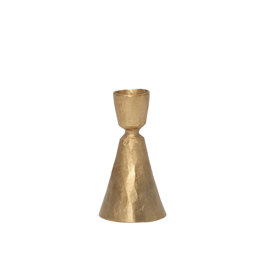 Gold Metal Hammered Candlestick Holders – Set of 2