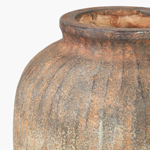 Rustic Ribbed Decorative Vase - Brown