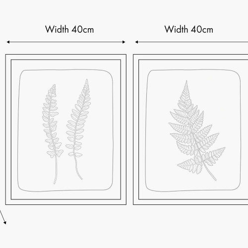 Green and Natural Fern Canvas Wall Art with Natural Frames (Set of 2)