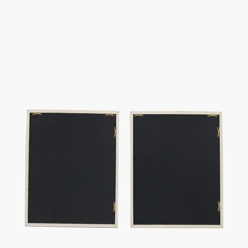 Green and Natural Fern Canvas Wall Art with Natural Frames (Set of 2)