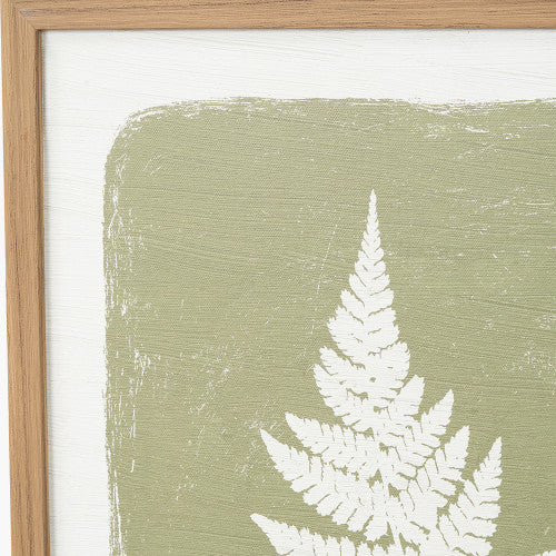 Green and Natural Fern Canvas Wall Art with Natural Frames (Set of 2)