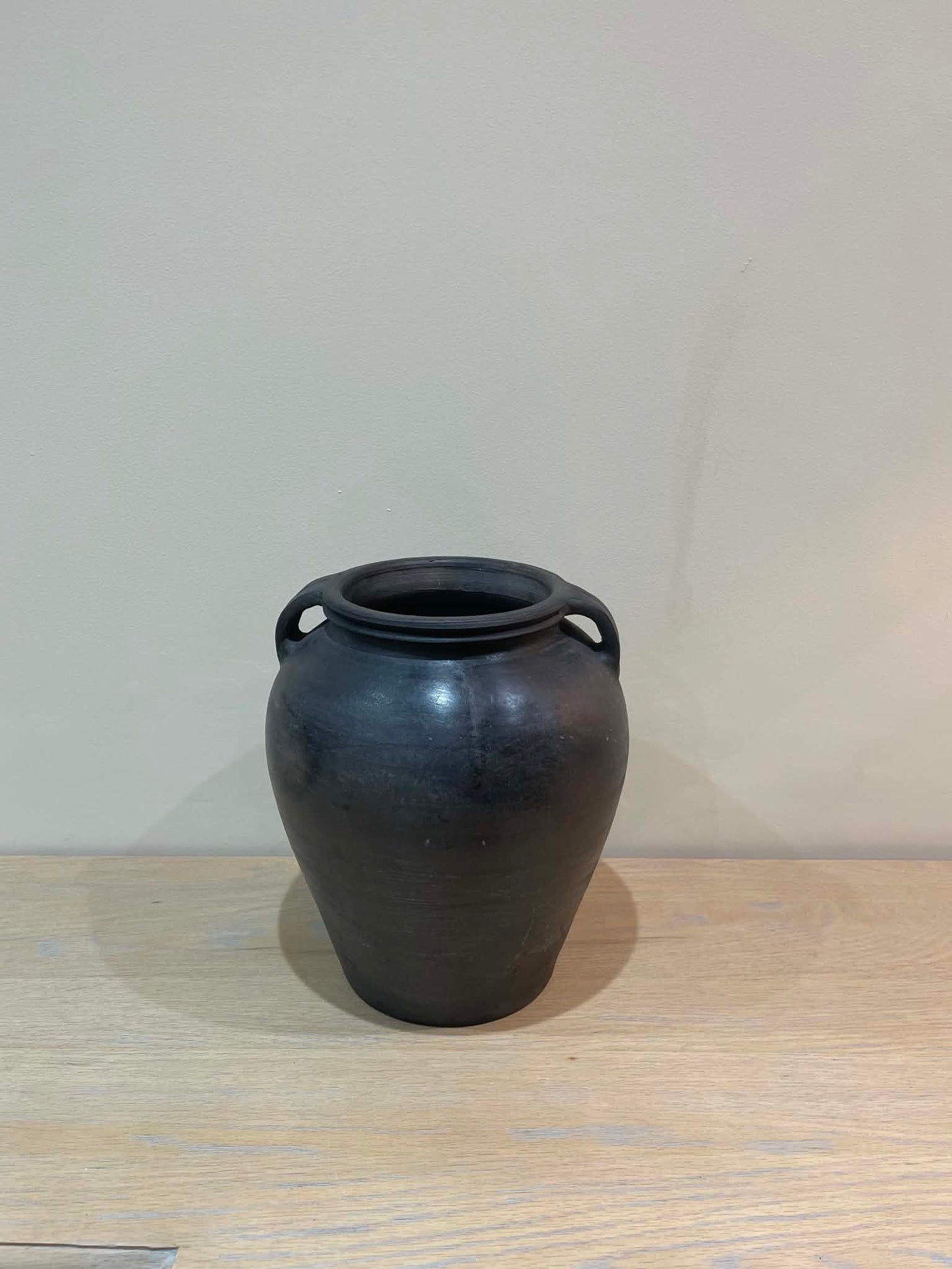 Salvaged Rustic Clay Pot - Black