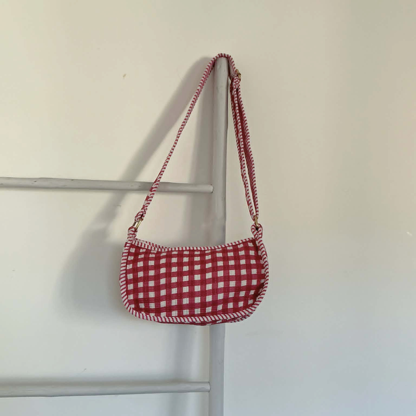 Pink Gingham Mini Shoulder Tote Bag