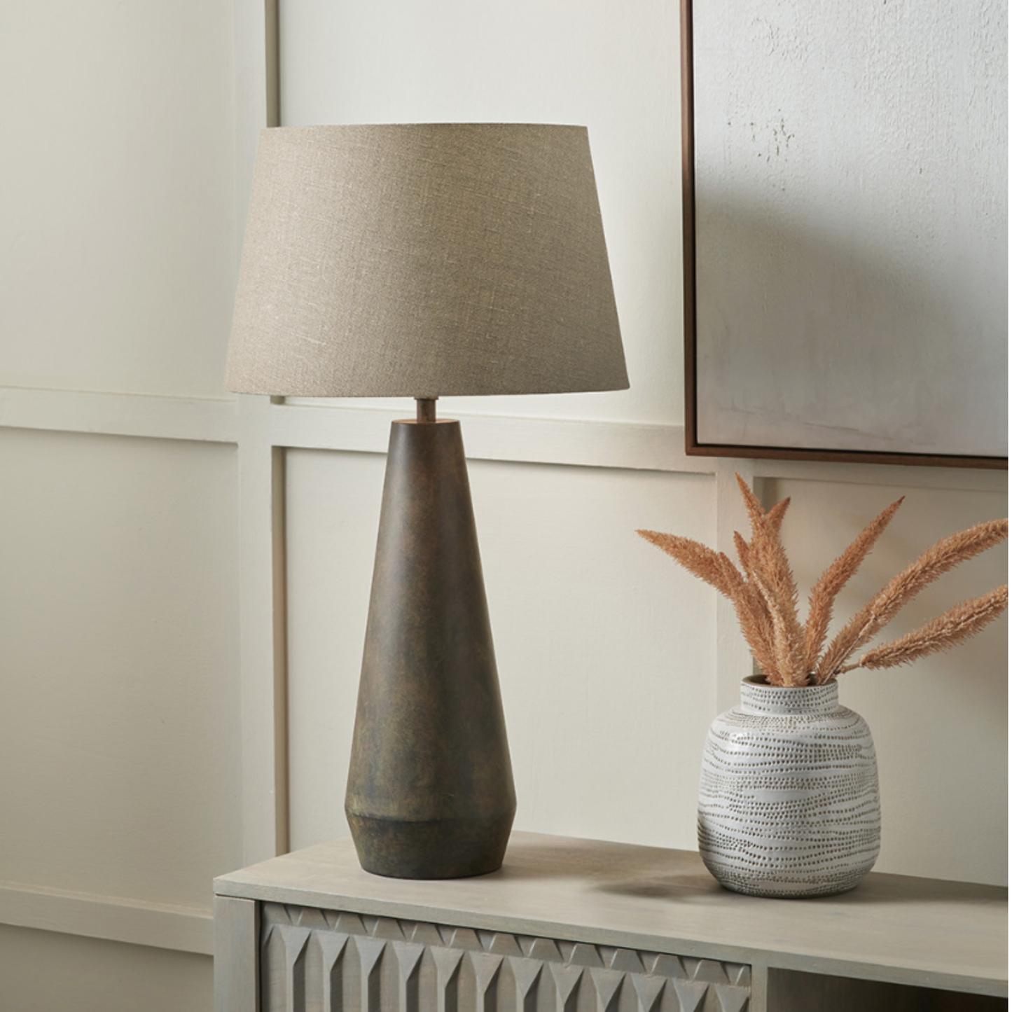 ARBOR Verdi Gris Metal Conical Table Lamp