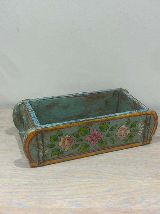 Salvaged Hand Painted Indian Brick Mould - Teal Blue