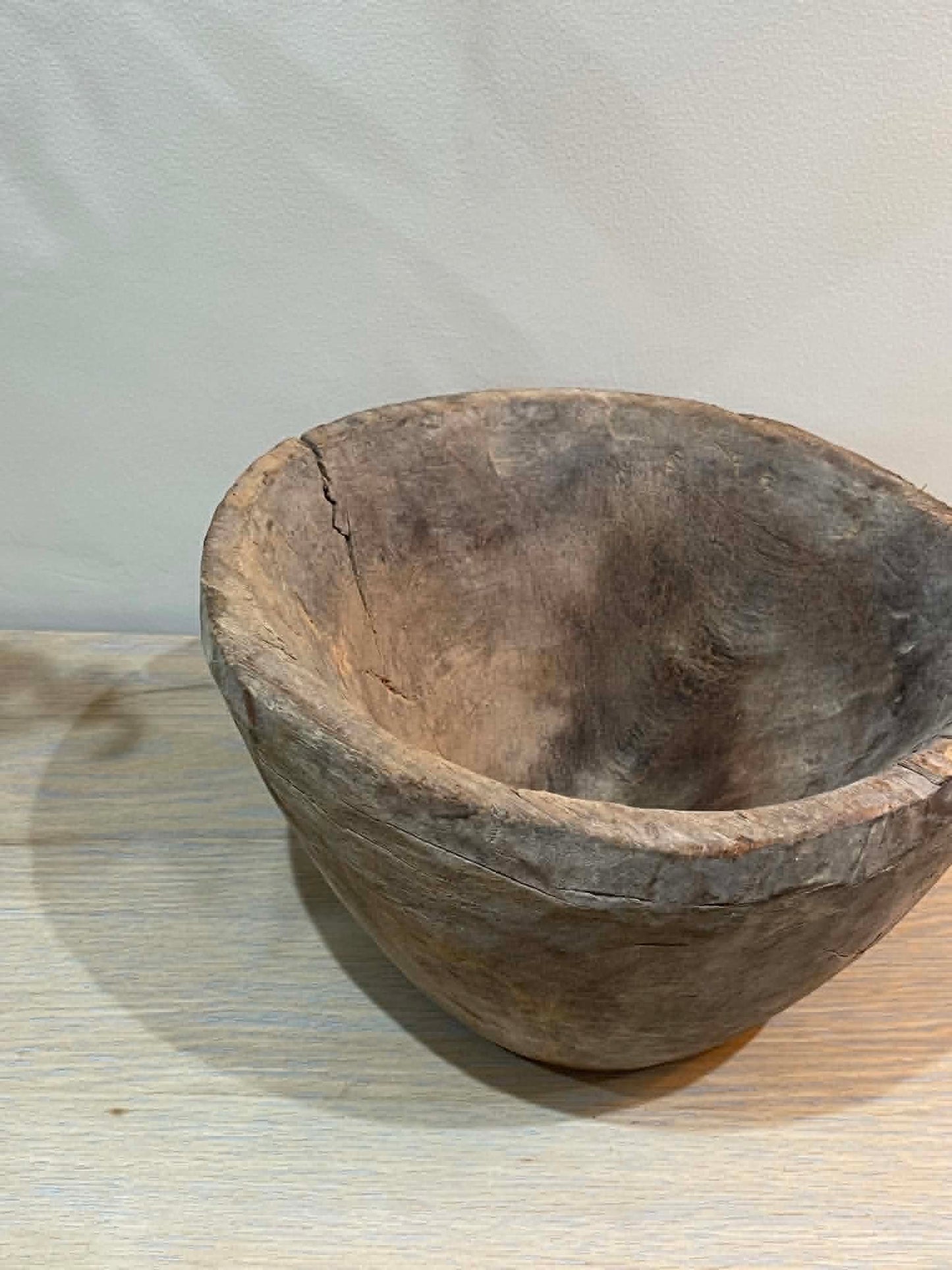 Salvaged Hand Carved Wooden Bowl (L)