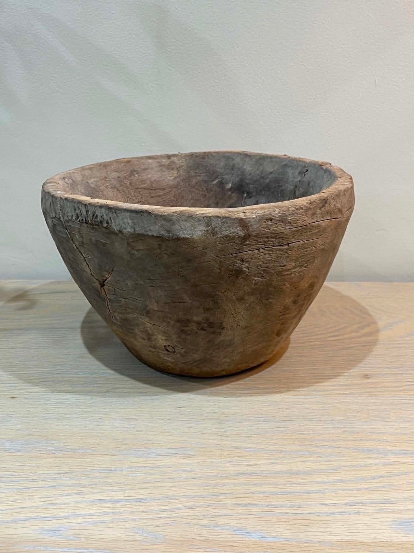 Salvaged Hand Carved Wooden Bowl (L)