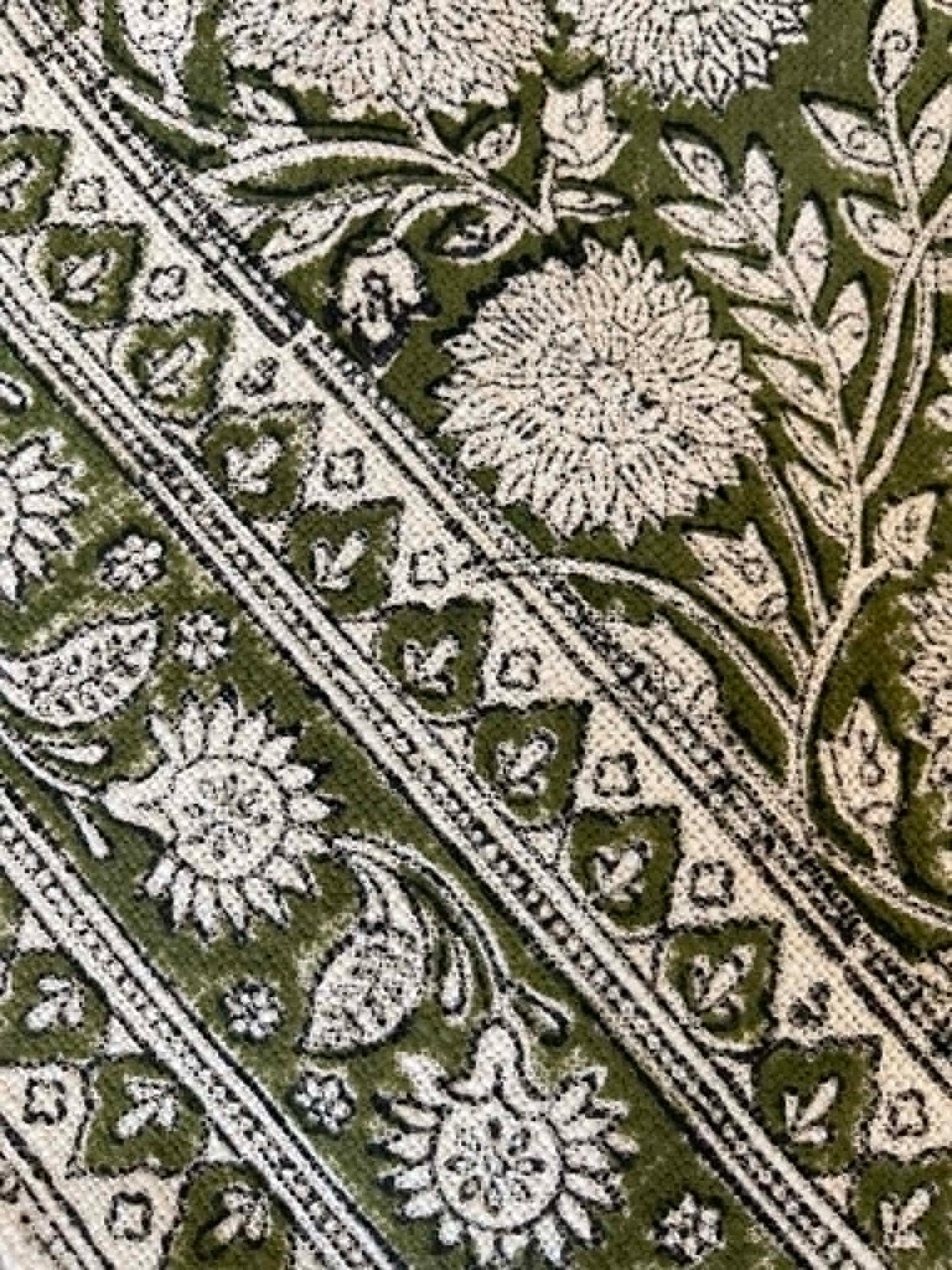 EMILY Hand Block Printed Throw - Olive Green
