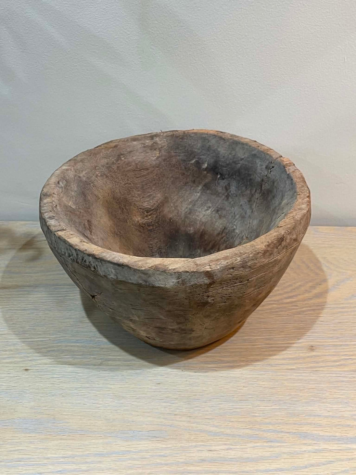 Salvaged Hand Carved Wooden Bowl (L)
