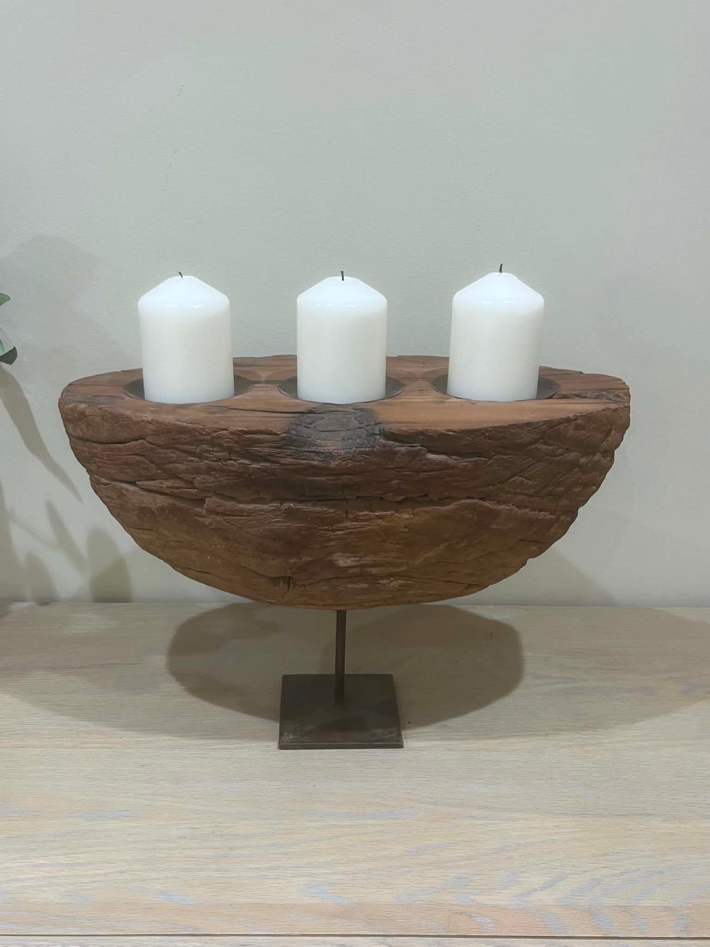 Salvaged Rustic Wooden Candle Holder