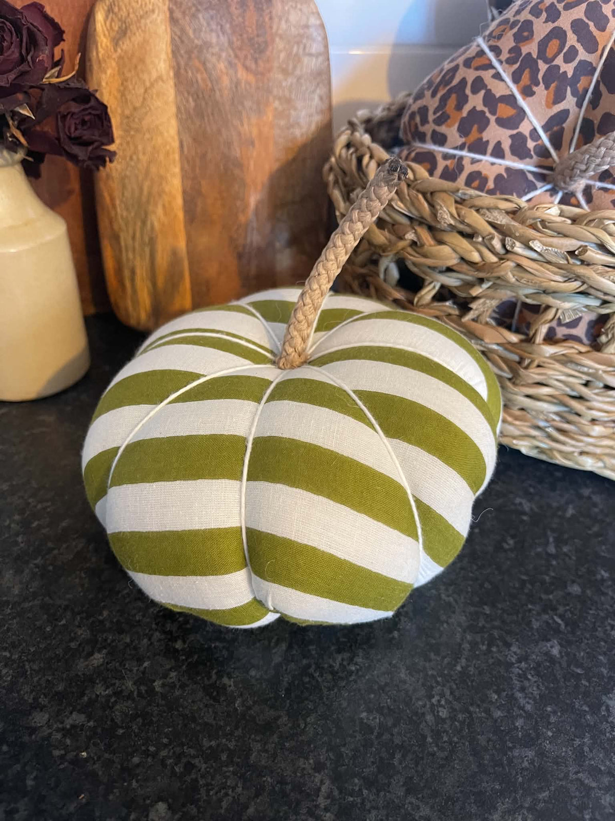 Handmade Olive Green Stripe Pumpkin