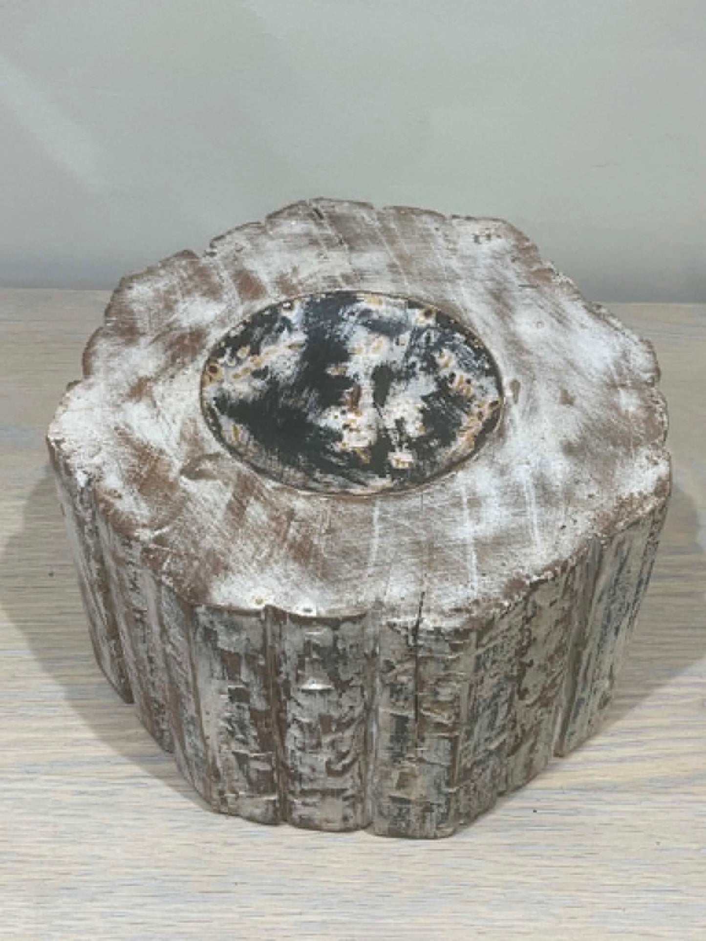 Salvaged Hand Carved Indian Pillar Candle Holder (E)