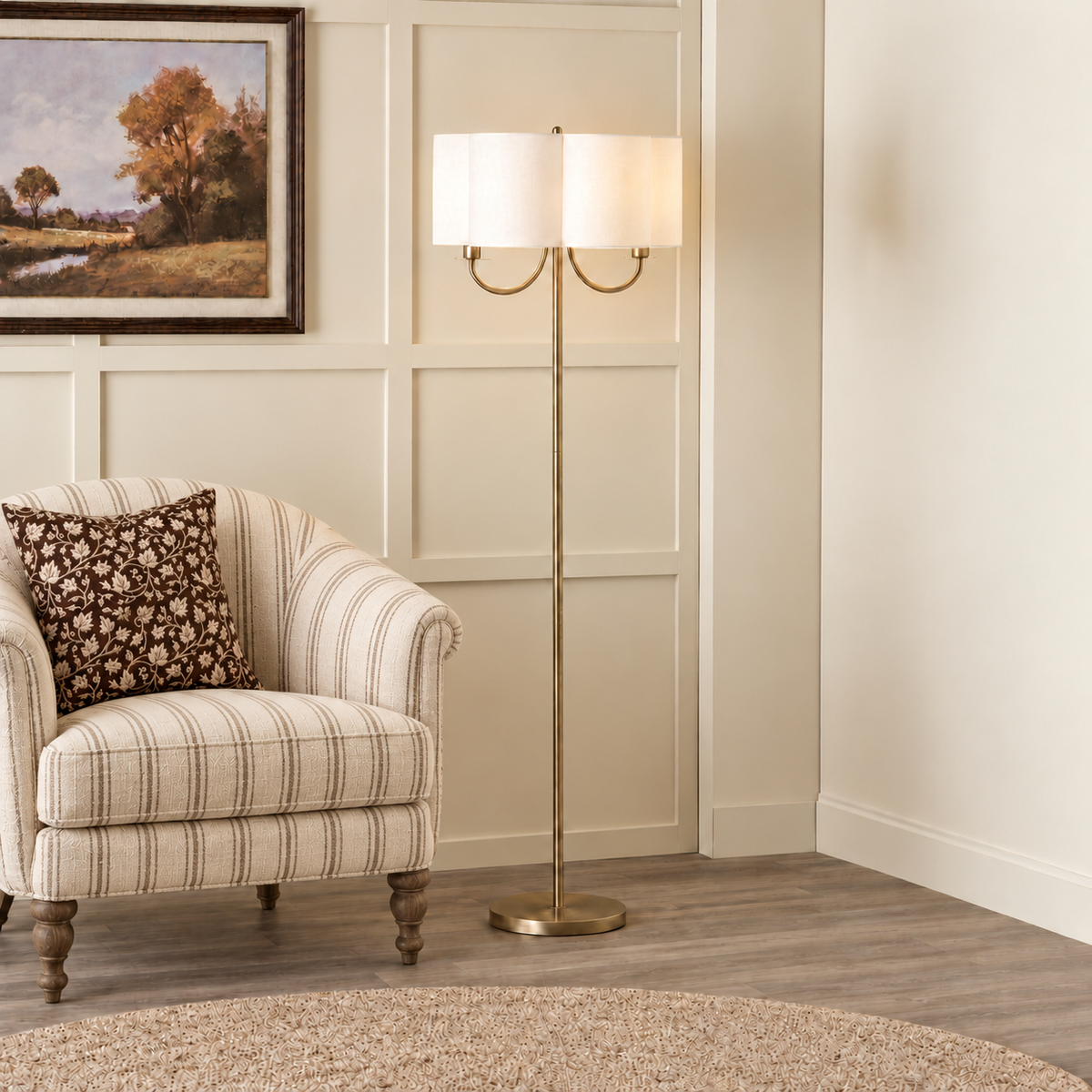 ASHBOURNE Antique Brass Floor Lamp
