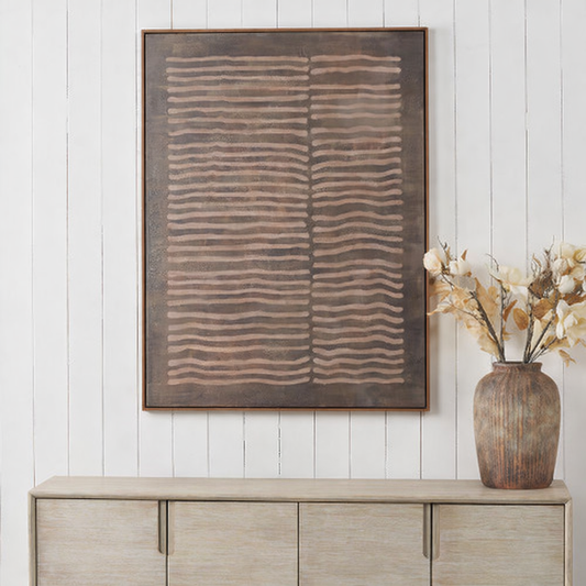 Brown and Natural Linear Design Canvas