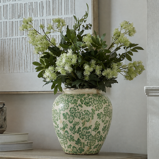 Medium Green Clover Vase with Crackle Glaze