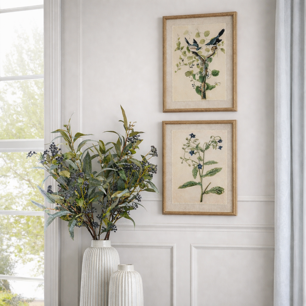 Botanical Framed Linen Print - Borage