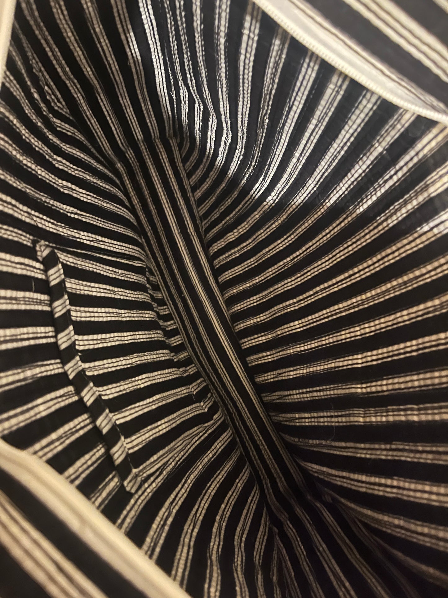 MAY Hand Block Printed Tote Bag - Black & White Stripe