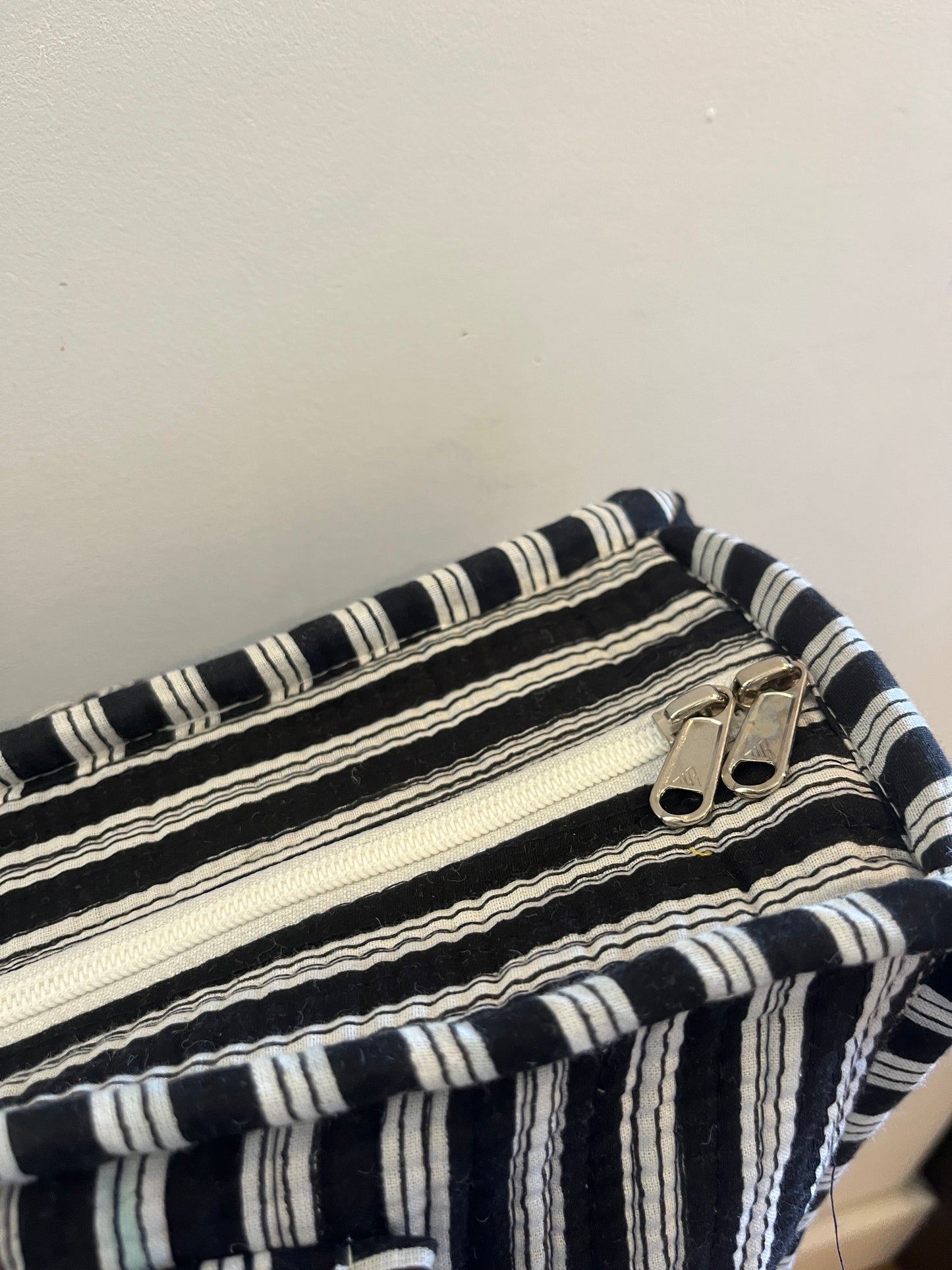 MAY Hand Block Printed Tote Bag - Black & White Stripe