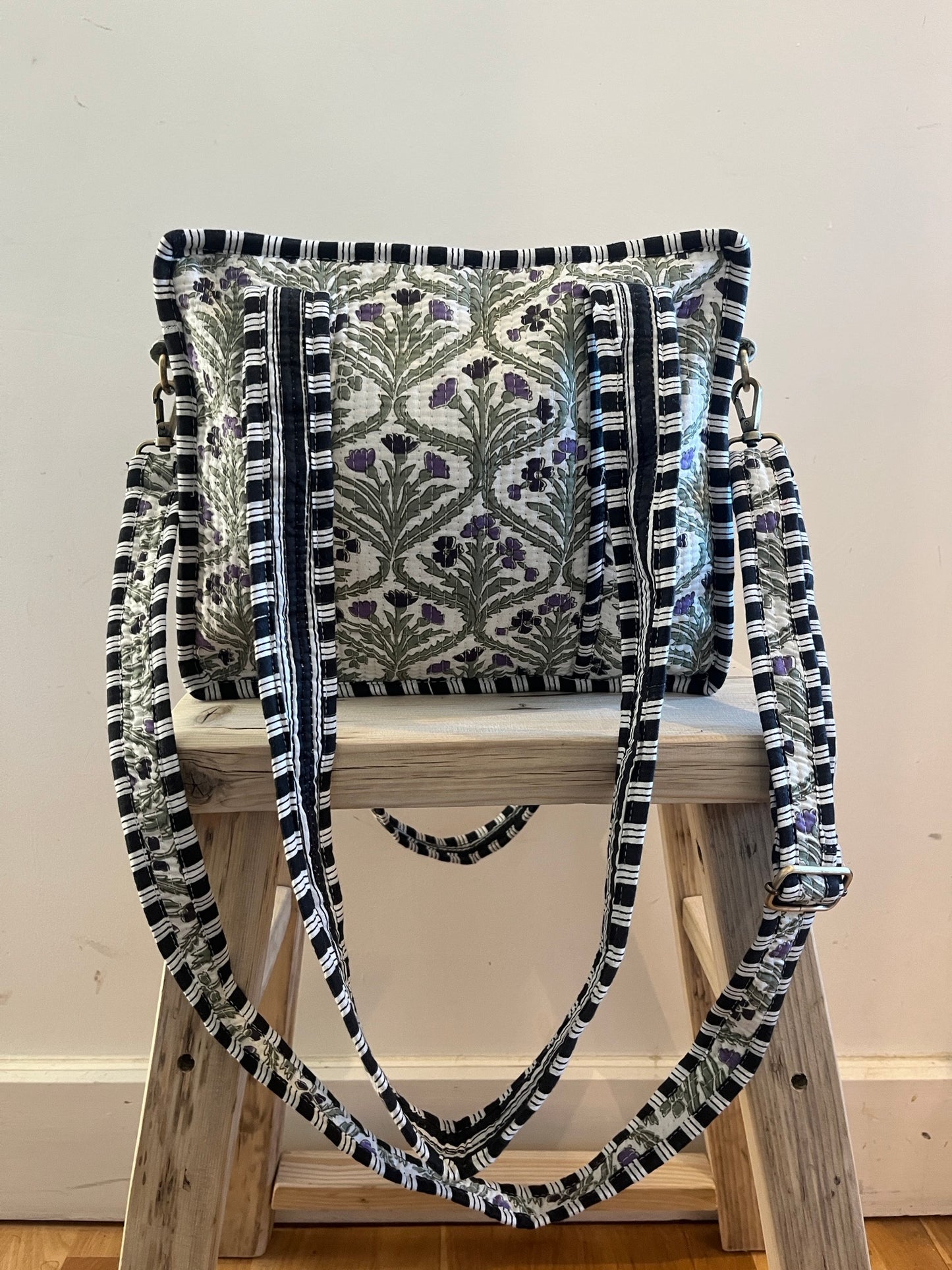 DAPHNE Floral Hand Block Printed Cross Body Tote Bag