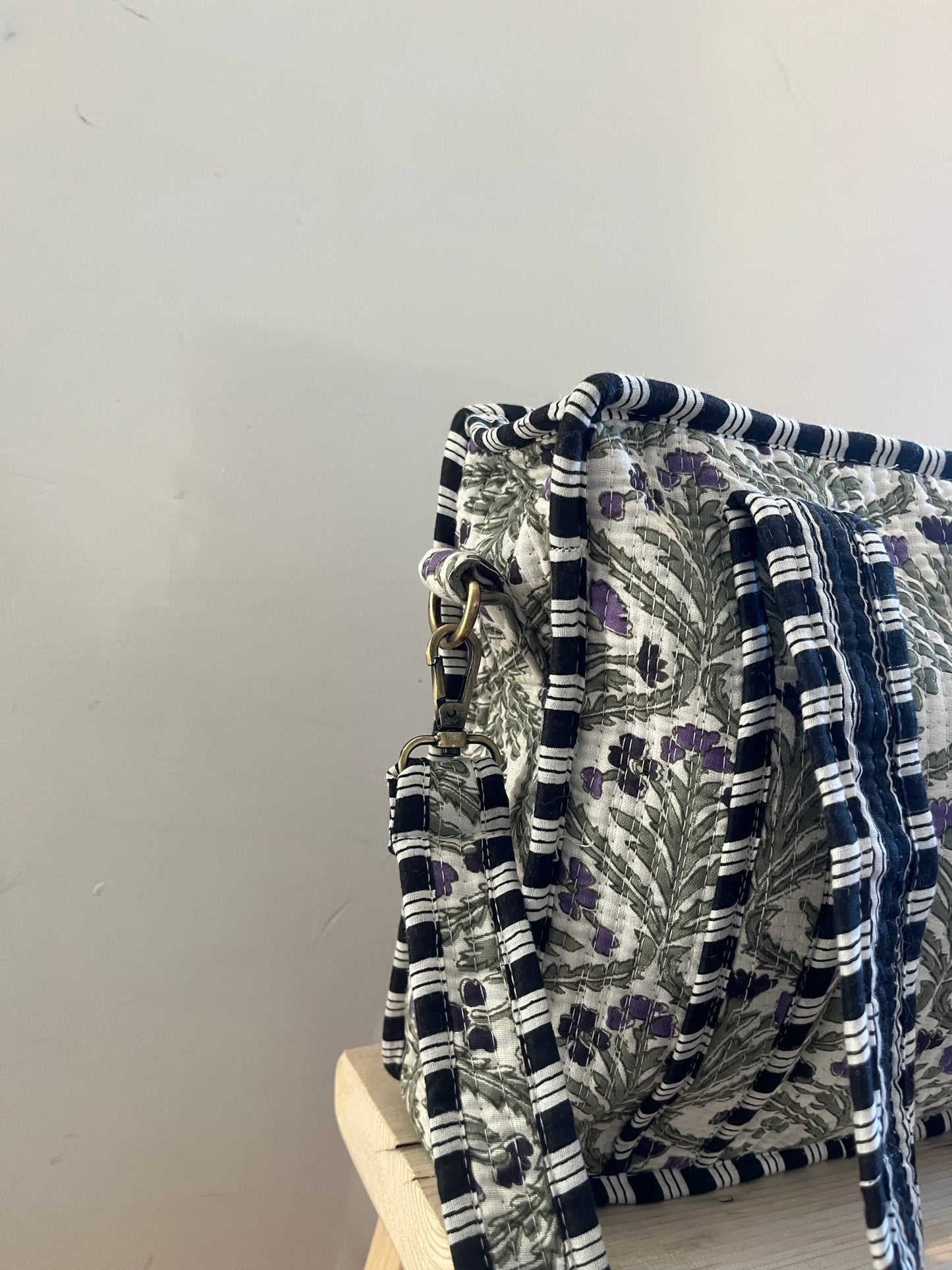 DAPHNE Floral Hand Block Printed Cross Body Tote Bag