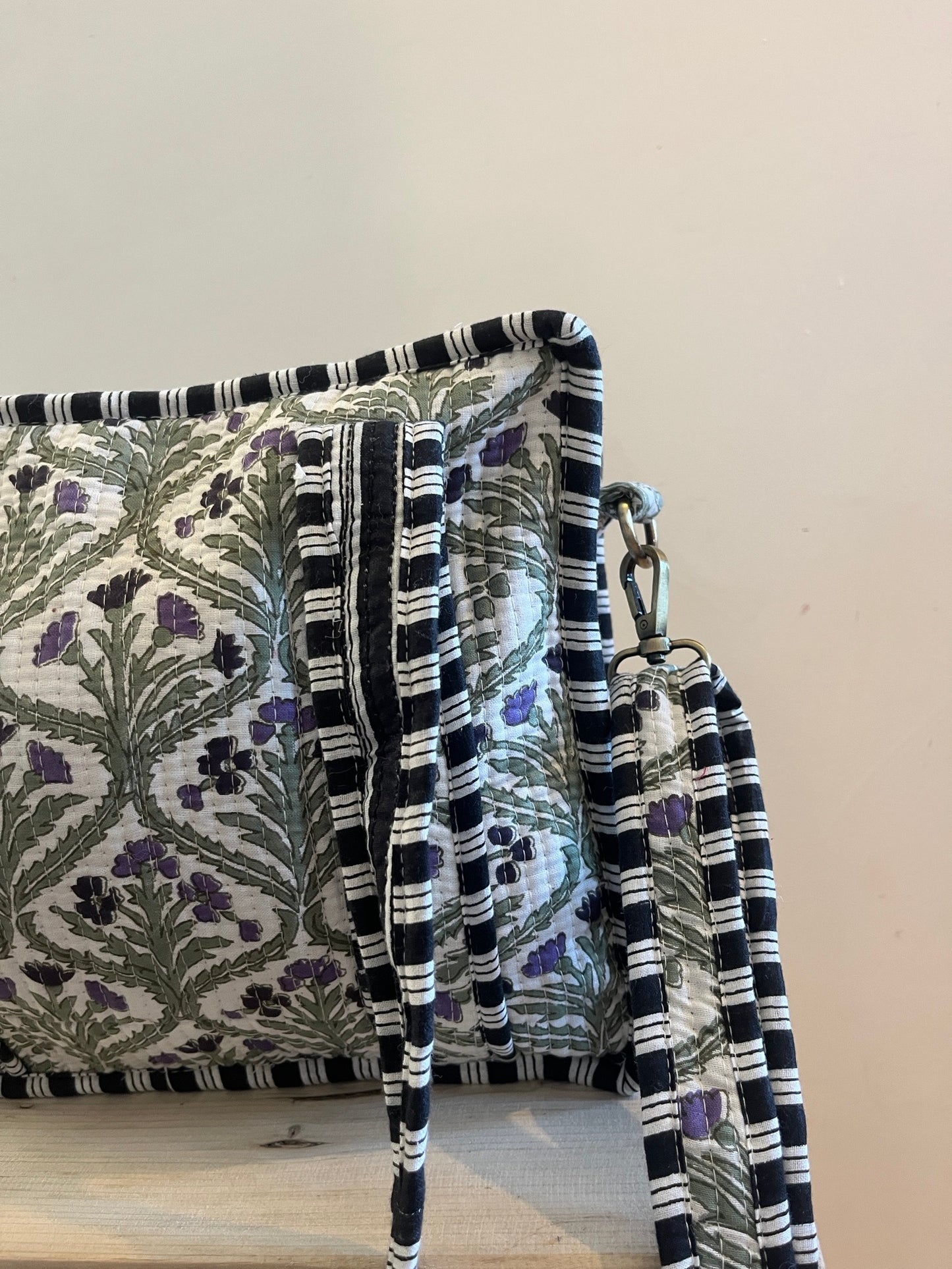 DAPHNE Floral Hand Block Printed Cross Body Tote Bag