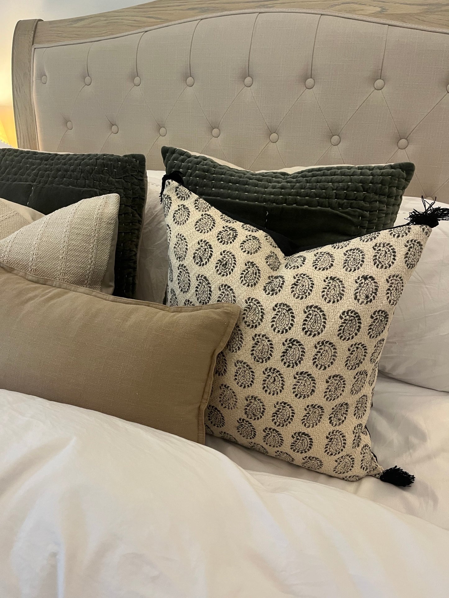 JUDITH Block Print Cushion - Black