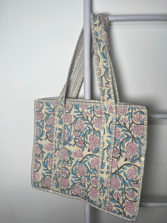 AAMIRA Hand Block Printed Tote Bag - Yellow
