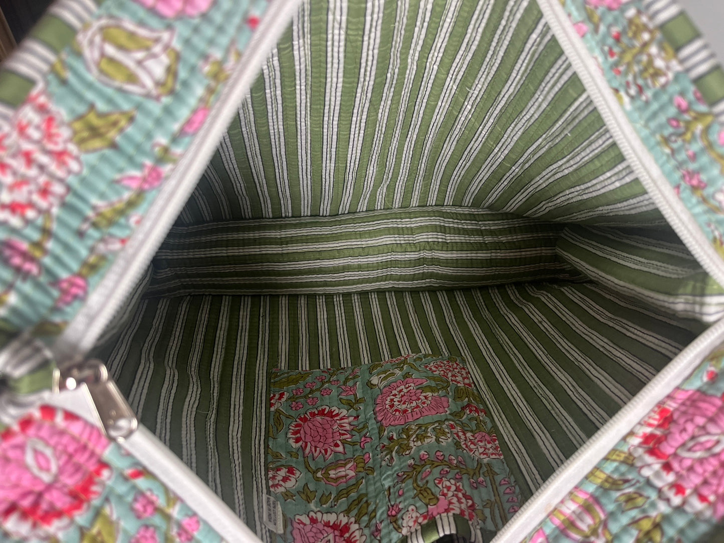 AMANI Hand Block Printed Tote Bag - Pink