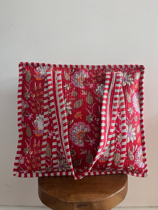 SAOIRSE Hand Block Printed Tote Bag - Red