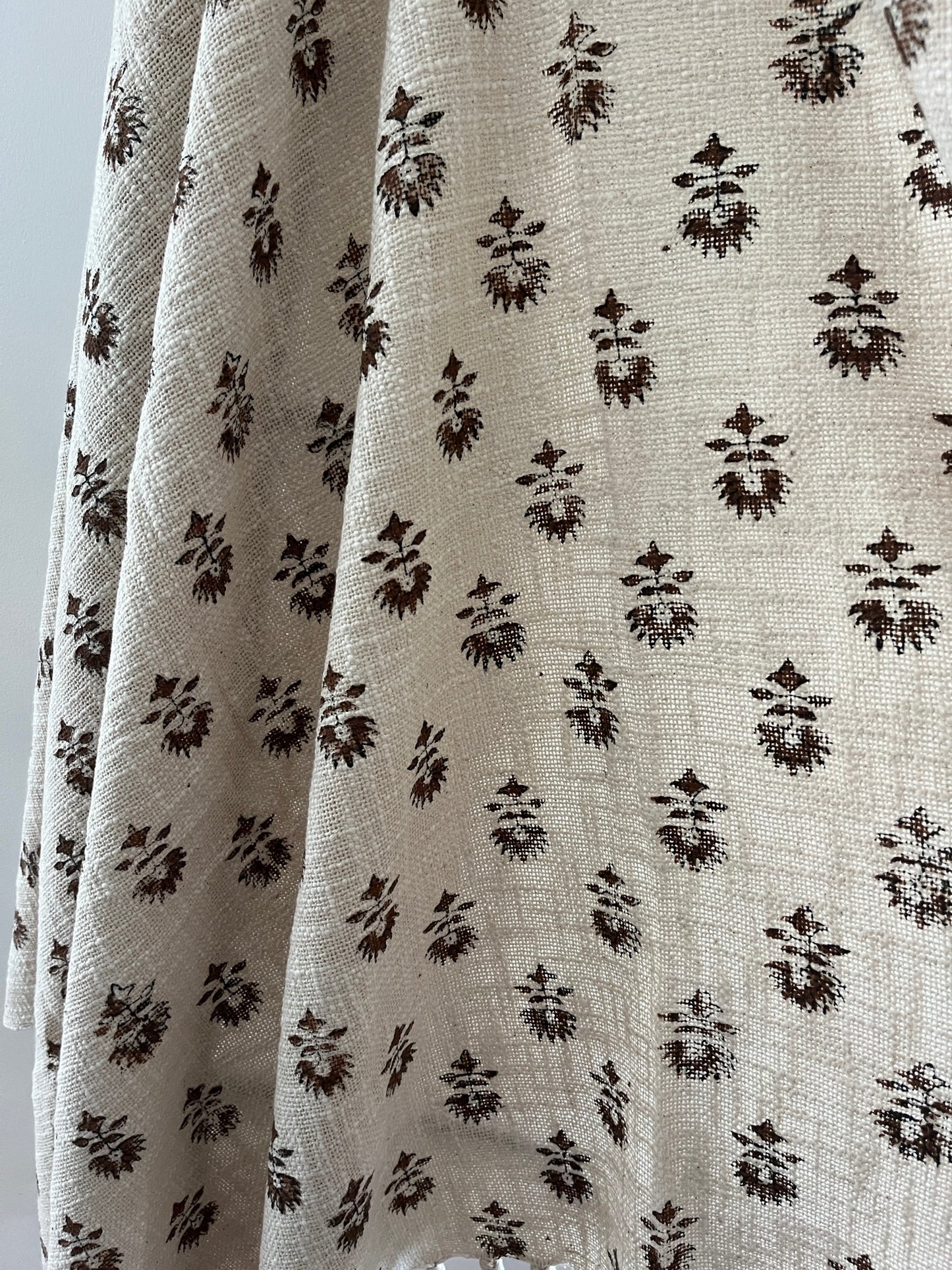 LARA Hand Block Printed Throw - Brown/ Cream