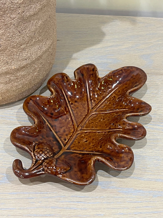 Sycamore Leaf Trinket Dish - Brown